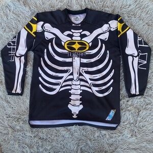 Vintage NO FEAR Rogue Series Boner Riding Jersey Shirt Skeleton Motocross Men XL